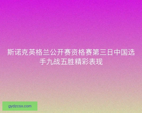 斯诺克英格兰公开赛资格赛第三日中国选手九战五胜精彩表现