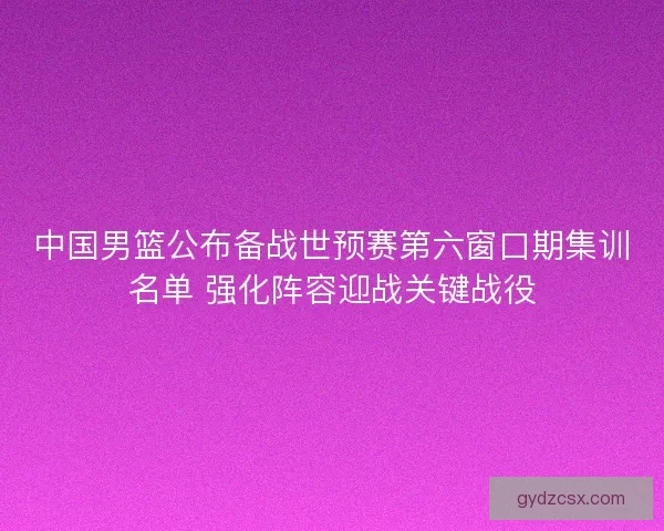 中国男篮公布备战世预赛第六窗口期集训名单 强化阵容迎战关键战役